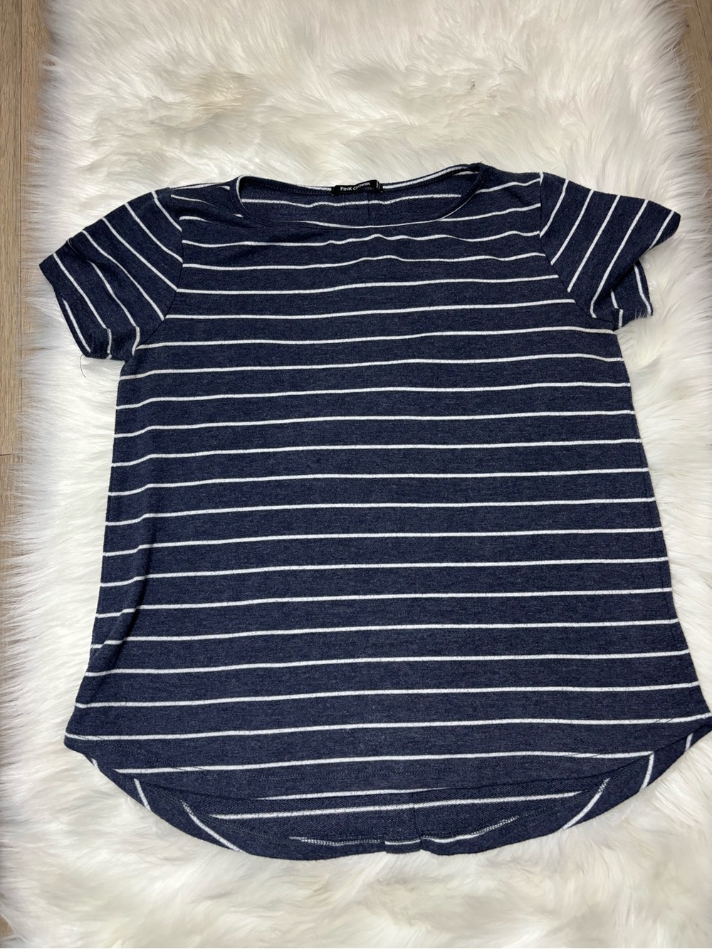 Pink Clover Navy and White Striped Short Sleeve Tee - Picture 2 of 5